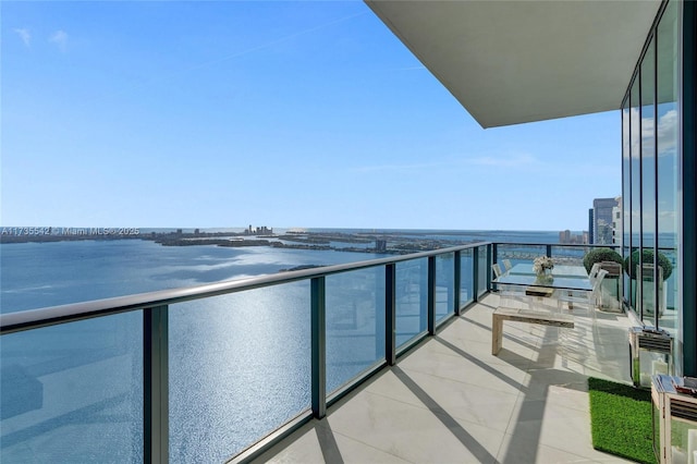 balcony with a water view