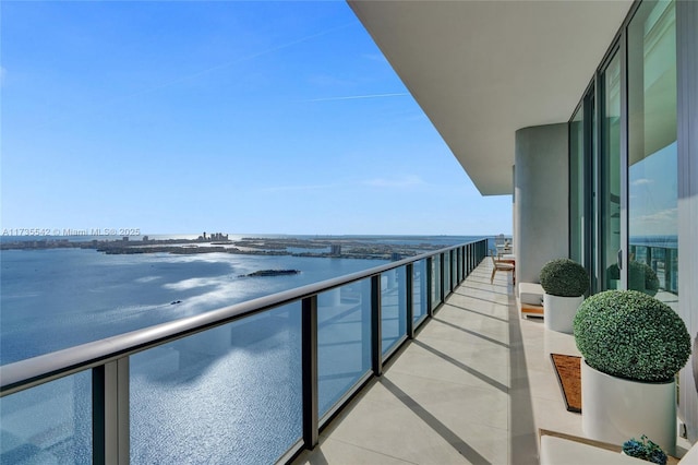 balcony with a water view