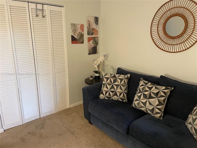 living room featuring carpet floors