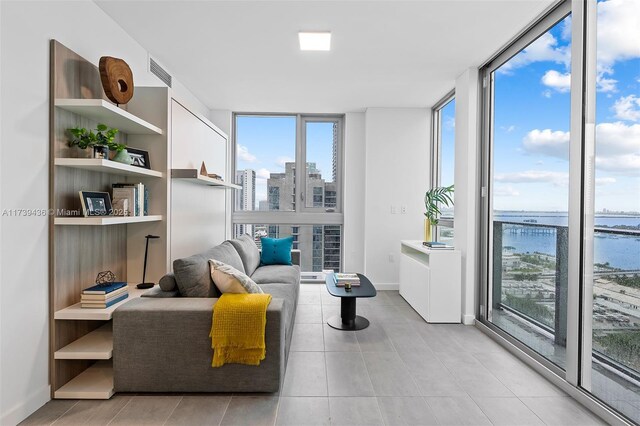 view of tiled living room