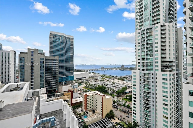 property's view of city with a water view