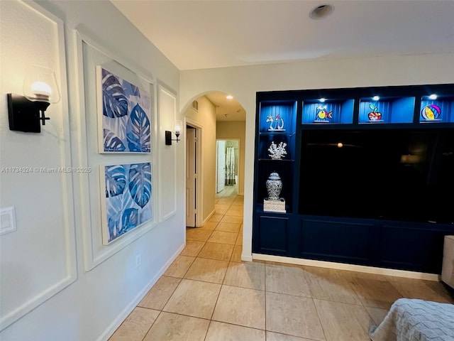 interior space featuring tile patterned flooring