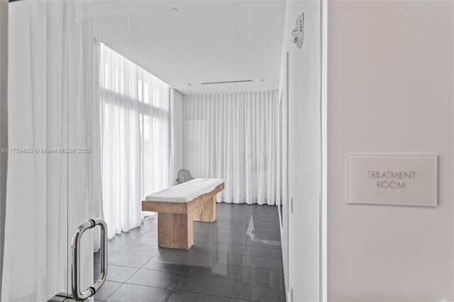 bathroom with tile patterned floors