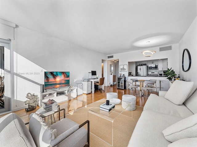 living room featuring wood-type flooring