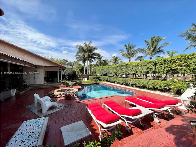 view of pool featuring a patio