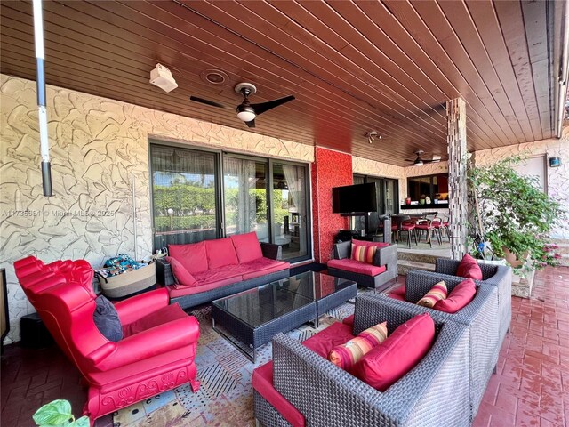 view of patio / terrace with outdoor lounge area and ceiling fan