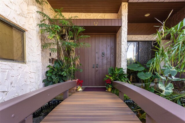 doorway to property with a balcony