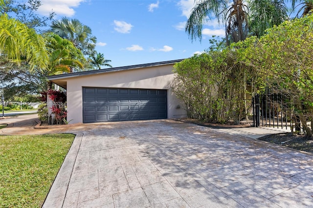 exterior space featuring a garage