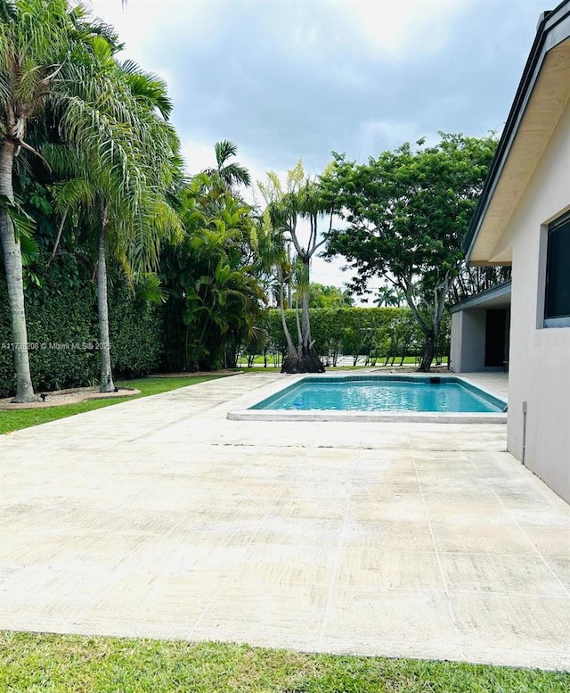 view of swimming pool featuring a patio