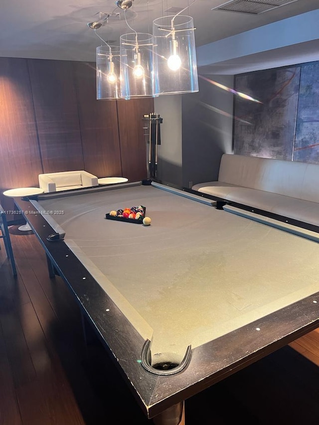 game room featuring hardwood / wood-style floors and billiards