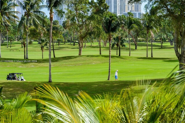 view of property's community with a lawn