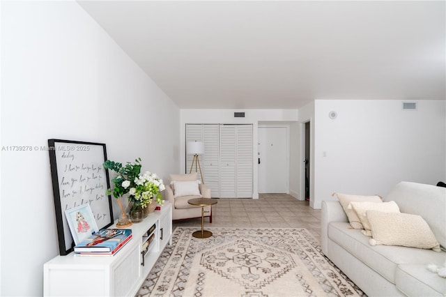 view of tiled living room