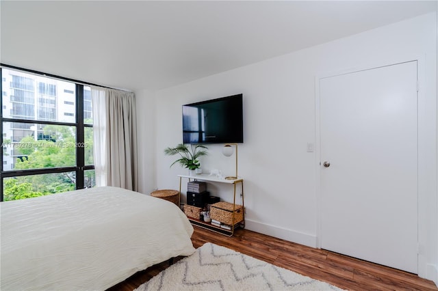 bedroom featuring dark hardwood / wood-style flooring