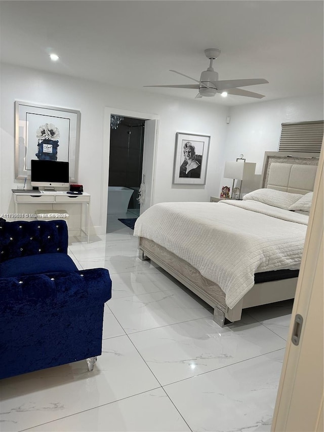 bedroom featuring ceiling fan