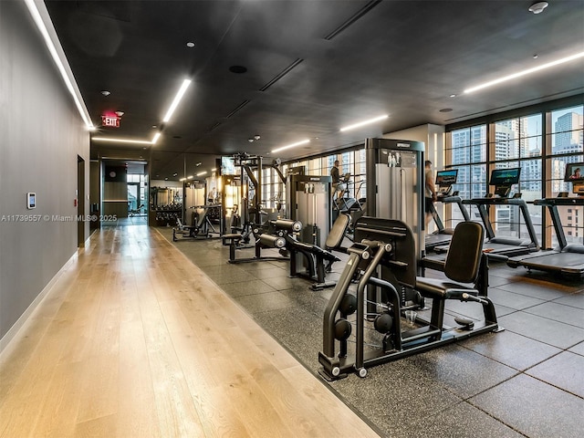 exercise room with a wealth of natural light