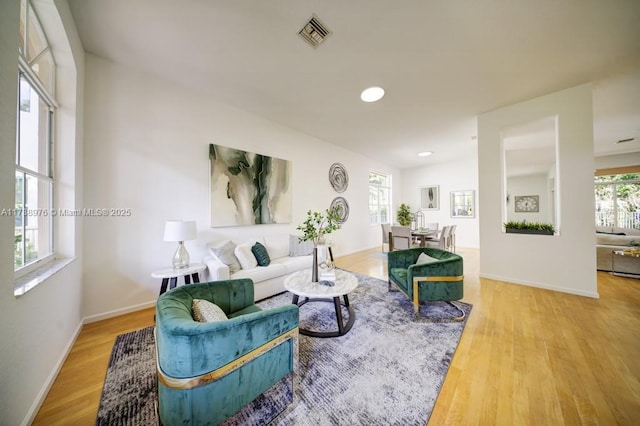 living room with hardwood / wood-style flooring