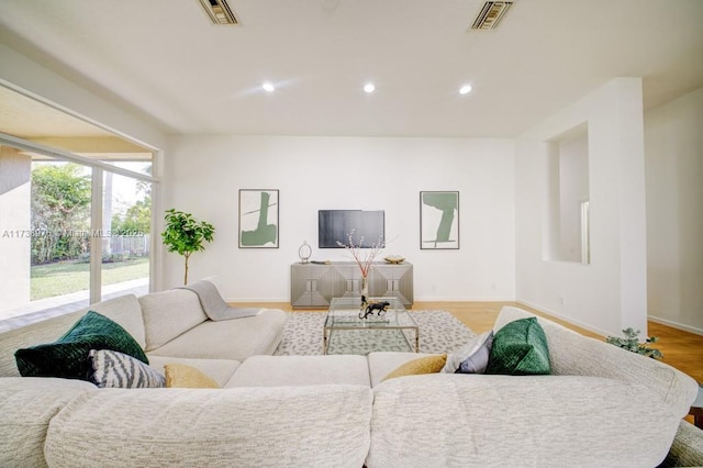 living room featuring light hardwood / wood-style flooring