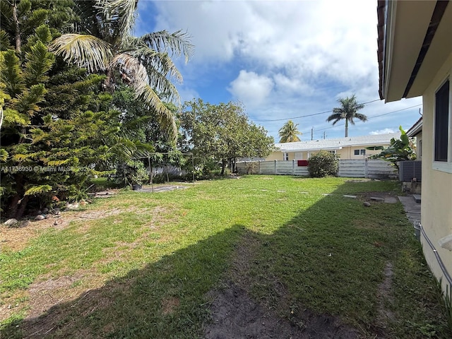 view of yard with a fenced backyard