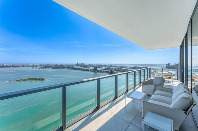 balcony with a water view