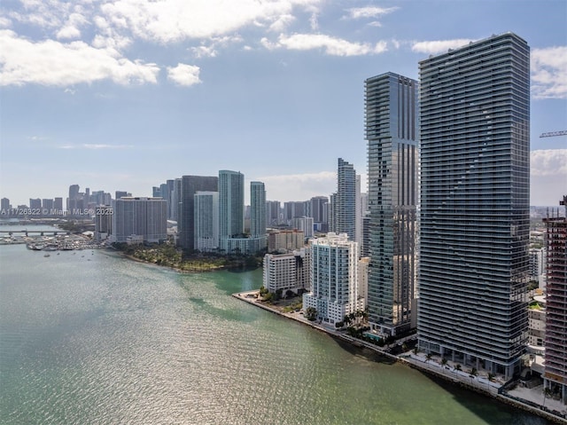 property's view of city with a water view