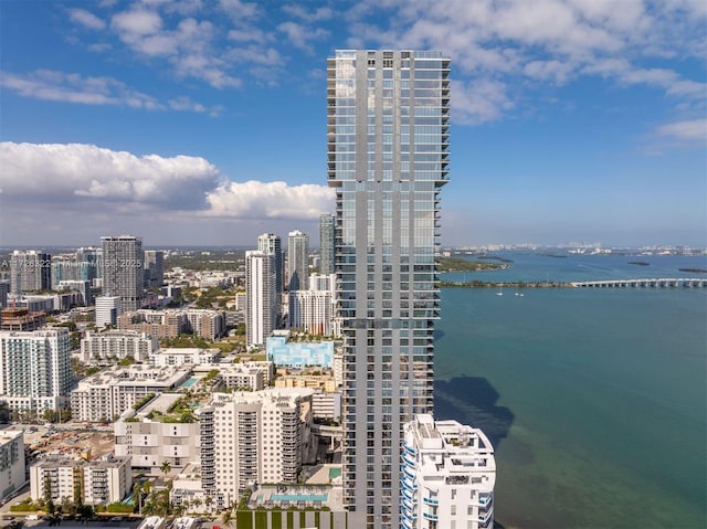 property's view of city with a water view