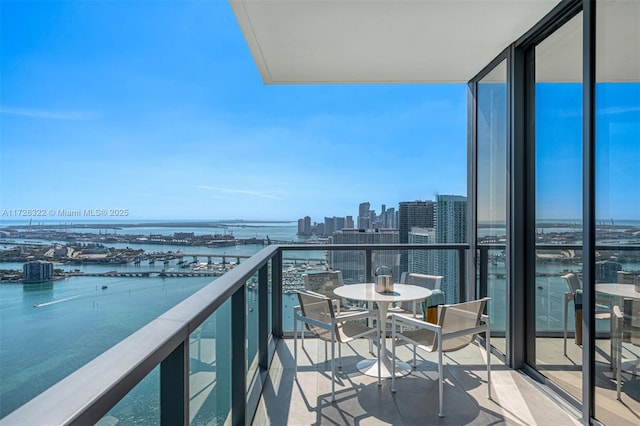 balcony with a water view