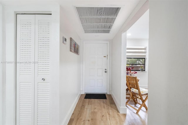 interior space with light hardwood / wood-style floors