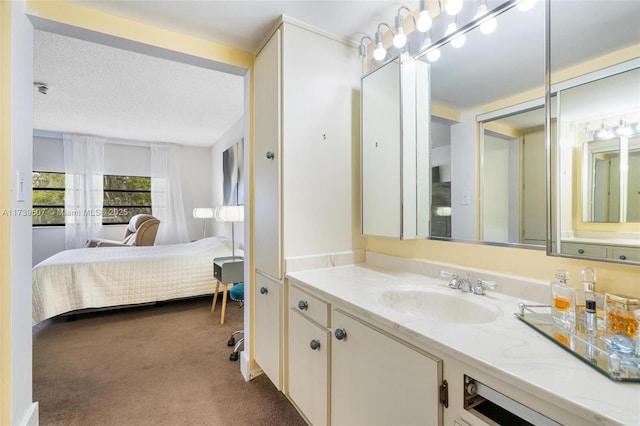 bathroom featuring vanity and a textured ceiling