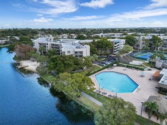 bird's eye view featuring a water view