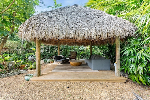 view of patio / terrace with a gazebo and a deck