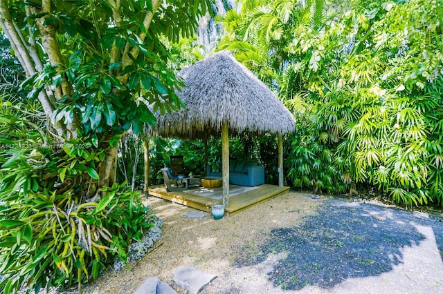 view of yard featuring a gazebo and a patio