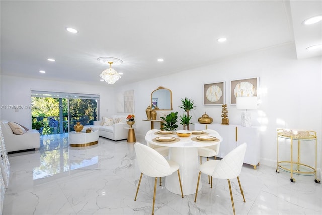 dining room with an inviting chandelier