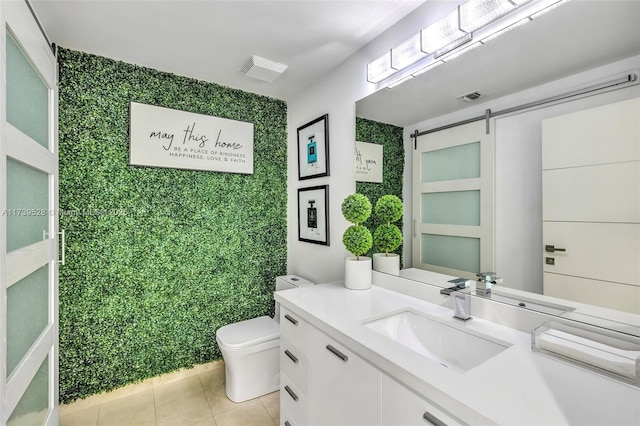 2138 Van Buren St Unit 606, Hollywood, FL 33020 - bathroom with tile patterned floors, toilet, visible vents, stacked washer and clothes dryer, and vanity
