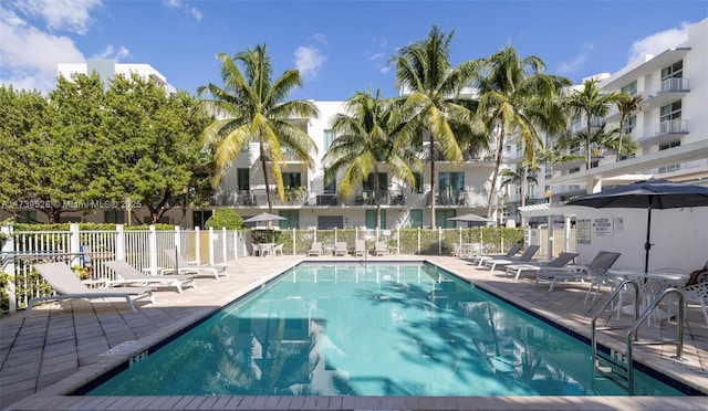 view of pool featuring a patio