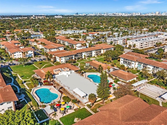 aerial view with a view of city