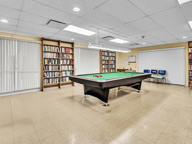 16900 NE 14th Ave Unit 115, Miami, FL 33162 - game room with tile patterned floors, pool table, and a paneled ceiling