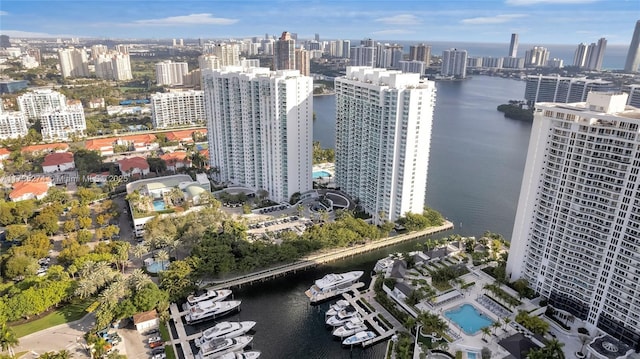 bird's eye view featuring a water view