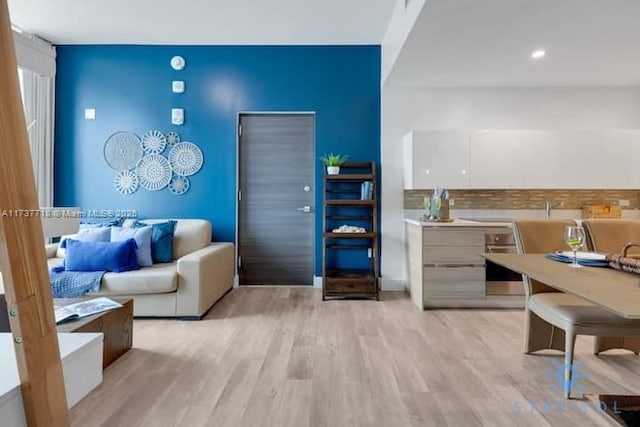 living room featuring light hardwood / wood-style flooring