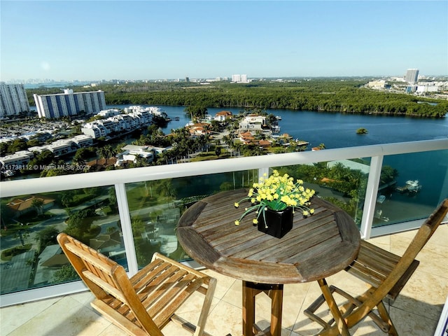 balcony with a water view