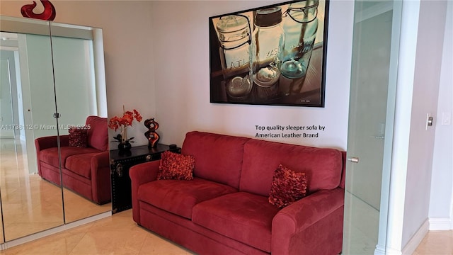 living room featuring tile patterned floors