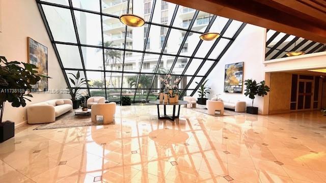 lobby with a high ceiling
