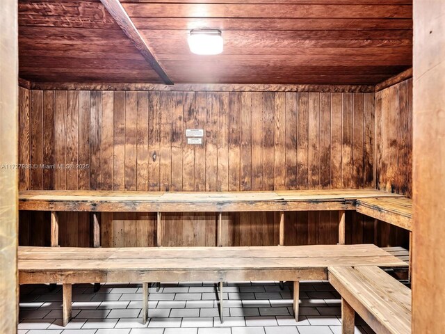 view of sauna / steam room featuring tile patterned flooring