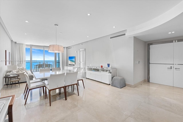 dining space with expansive windows