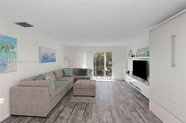 living room with wood-type flooring