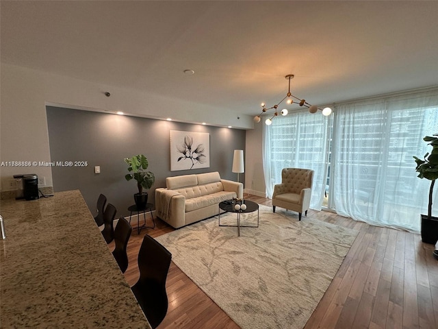 living room with hardwood / wood-style flooring