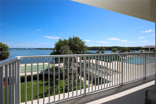 balcony with a water view