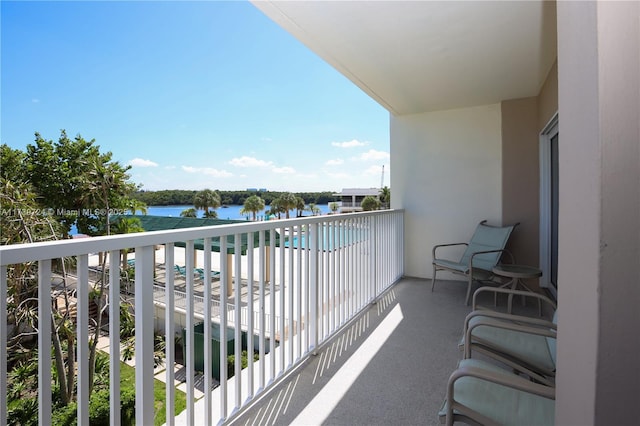 balcony with a water view