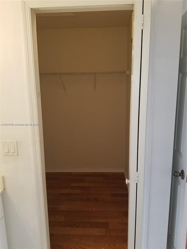 walk in closet featuring hardwood / wood-style flooring