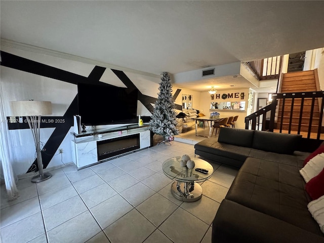 view of tiled living room