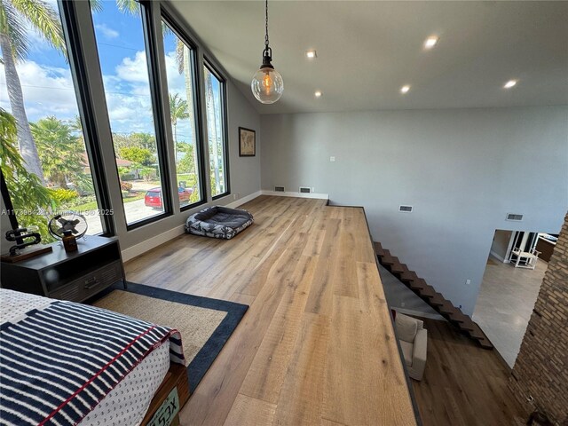 bedroom with light wood-type flooring